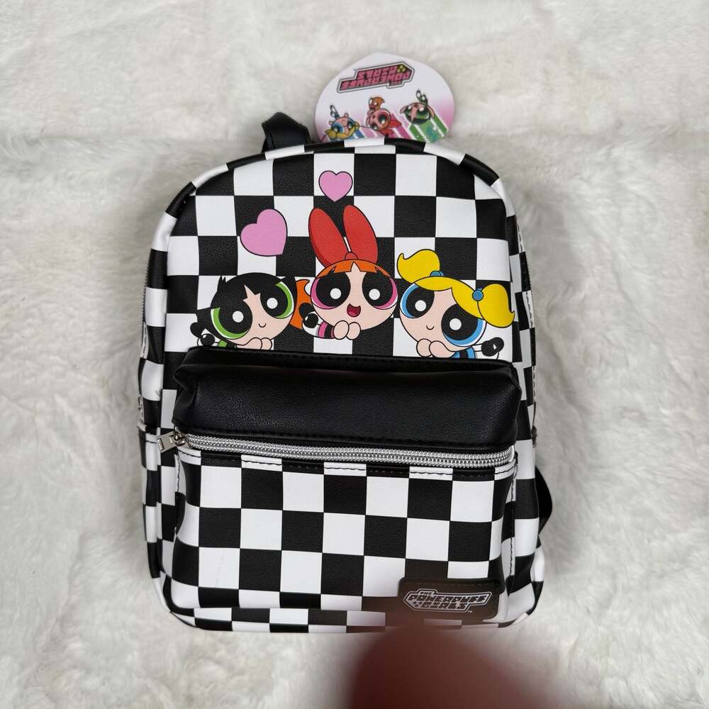 The Powerpuff Girls Black And White Checkered Mini Backpack